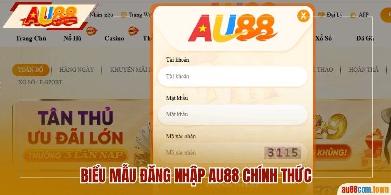 Biểu mẫu đăng nhập AU88 chính thức hiện nay