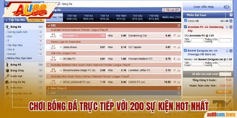 Chơi bóng đá trực tiếp với 200 sự kiện hot nhất