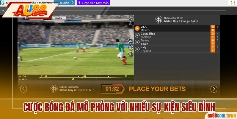 Cược bóng đá mô phỏng với nhiều sự kiện siêu đỉnh