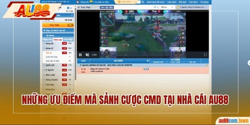 Những ưu điểm mà sảnh cược CMD tại nhà cái AU88