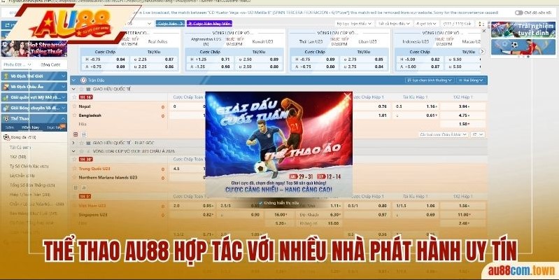 Thể thao AU88 hợp tác với nhiều nhà phát hành uy tín